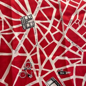 Red and White Paris Print Scarf